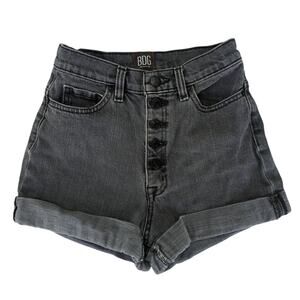 BDG Mom High-rise Jean Shorts Black Women's 26 Button Fly Cuffed Rolled Stretch